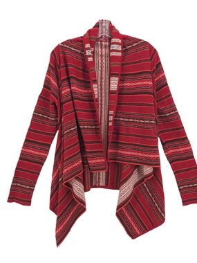 KRIMSON KLOVER Red Striped Draped Open-Front Cardigan Size Xl